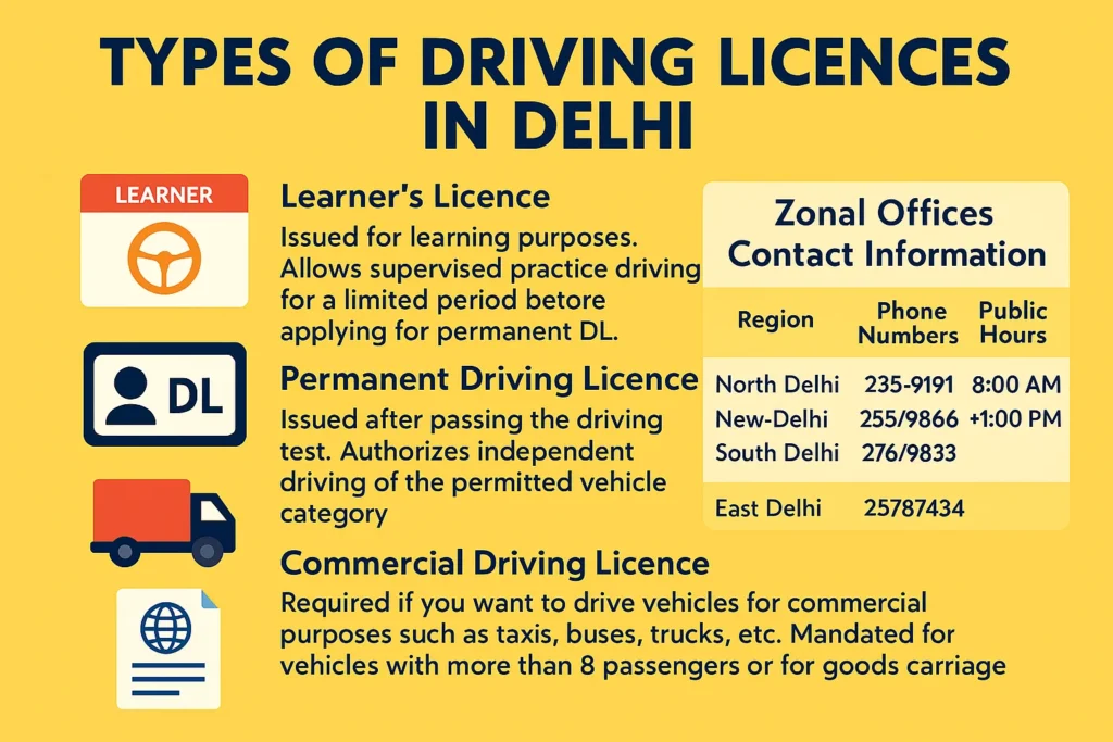 2. Types of Driving Licences in Delhi